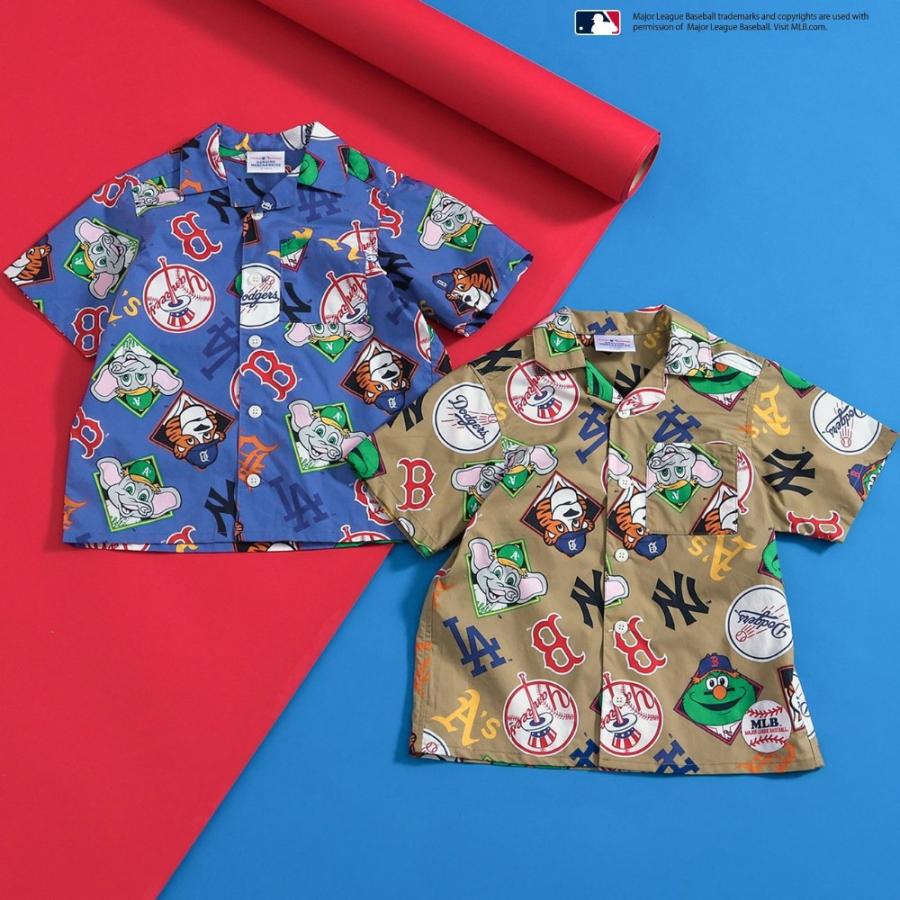 BREEZE ブリーズ キッズ MLB 総柄シャツ半袖 ヤンキース ドジャース