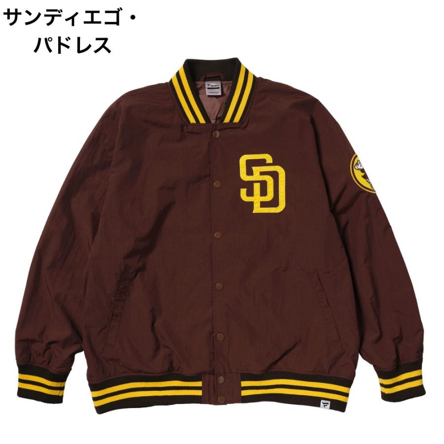 パドレス クーパーズタウン製 スタジャン ナイロンジャケット ブラウン