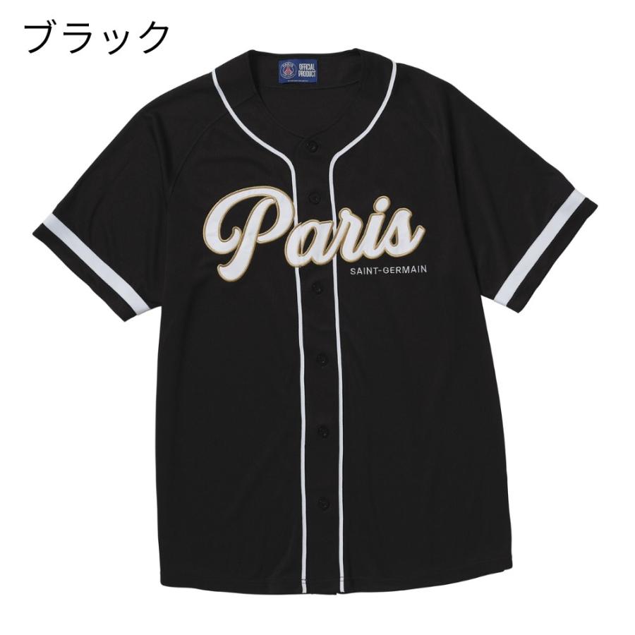 パリサンジェルマン ロゴ ベースボールシャツ 半袖 シャツ ブラック