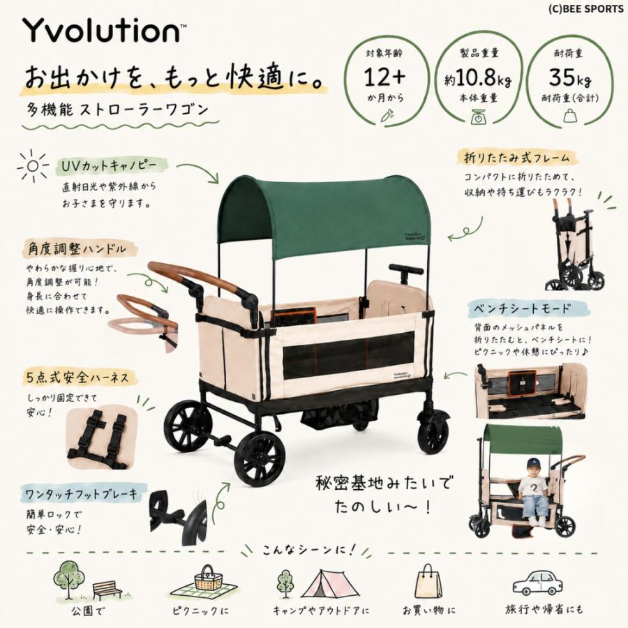 ※多部訳アリ！bebépram 折りたたみ式ベビーカー　ストローラーワゴン Yvolution ワイボリューション ストローラー ワゴン 折りたたみ式 2人