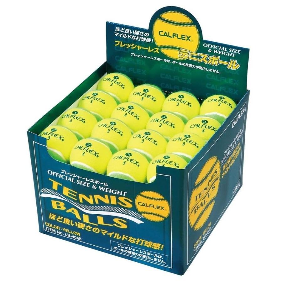 4982724233369 【48個入】CALFLEX LB−4048YLXGR ノンプレッシャー・ツートンカラー硬式テニスボール 48P 1P／P 色：イエロー CALFLEX カルフレックス LB-4048YLXGR ノンプレッシャー・ツートン
