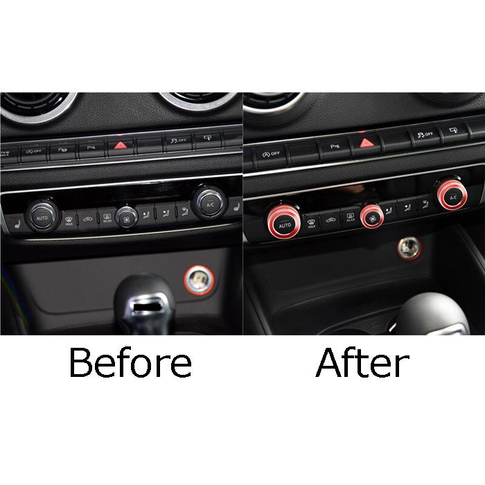 アウディ A3 S3 RS3 8V 前期 後期 エアコン ダイヤル カバー 3点セット アルミ製 スイッチ ベゼル ノブ カバー アクセサリー