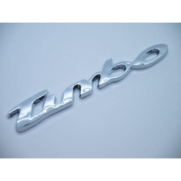 TURBO ターボ 在庫処分 エンブレム クロームメッキ 筆記体 タイプ2 フォルクスワーゲン Volkswagen 新年の贈り物 シルバー ステッカー 両面テープ