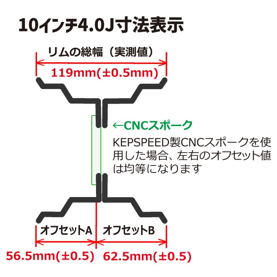 KEPSPEED製 モンキー用【10インチ-4.0J】合わせホイール ブラック