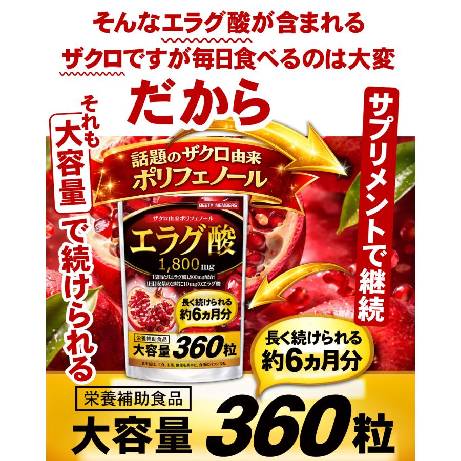 エラグ酸 サプリ（約6ヵ月分/360粒）ダイエットサプリメント ザクロ