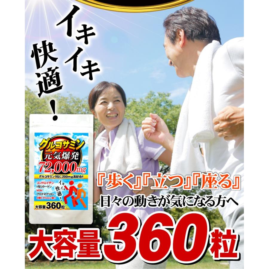 グルコサミン コンドロイチン サプリメント 送料無料 グルコサミン72,000（大容量360粒） ヒアルロン酸｜beety｜03