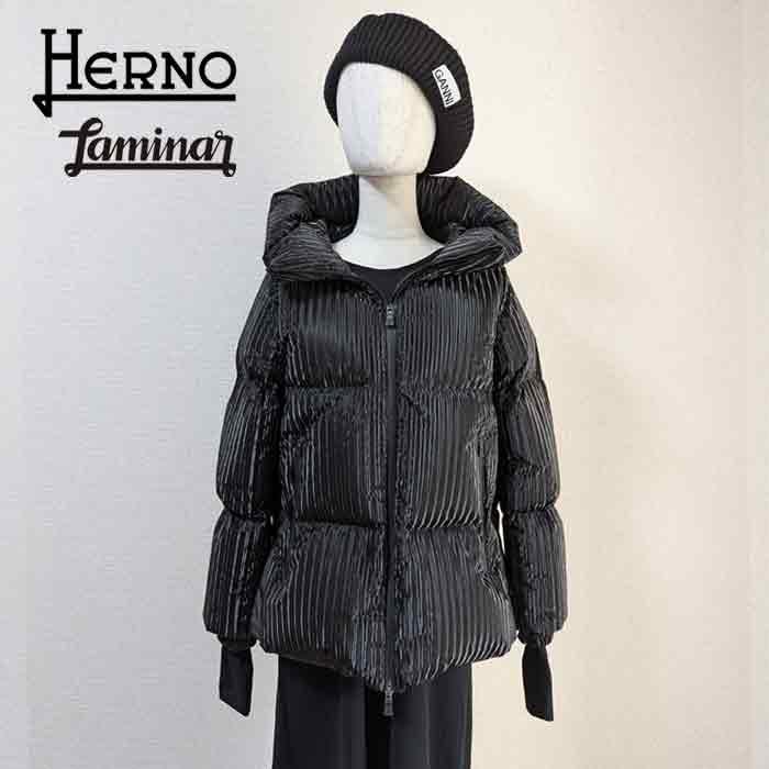 【極美品】HERNO ラミナー ダウンジャケット テーラードジャケット XL 黒 HERNO ヘルノ Laminar ラミナー ゴアテックス 2レイヤー スタンド