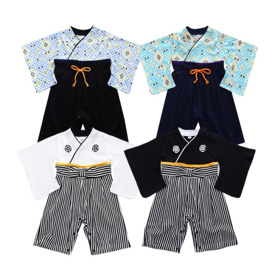 ベビー服 和装 袴 ロンパース 記念撮影 フォーマル 着物 子供服 男の子 七五三 端午の節句 お食い初め お宮参り 70cm 80cm 90cm 100cm | ブランド登録なし | 12