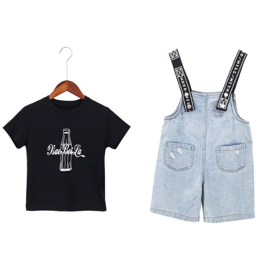 オーバーオール デニムセットアップ サロペットTシャツセット 女の子