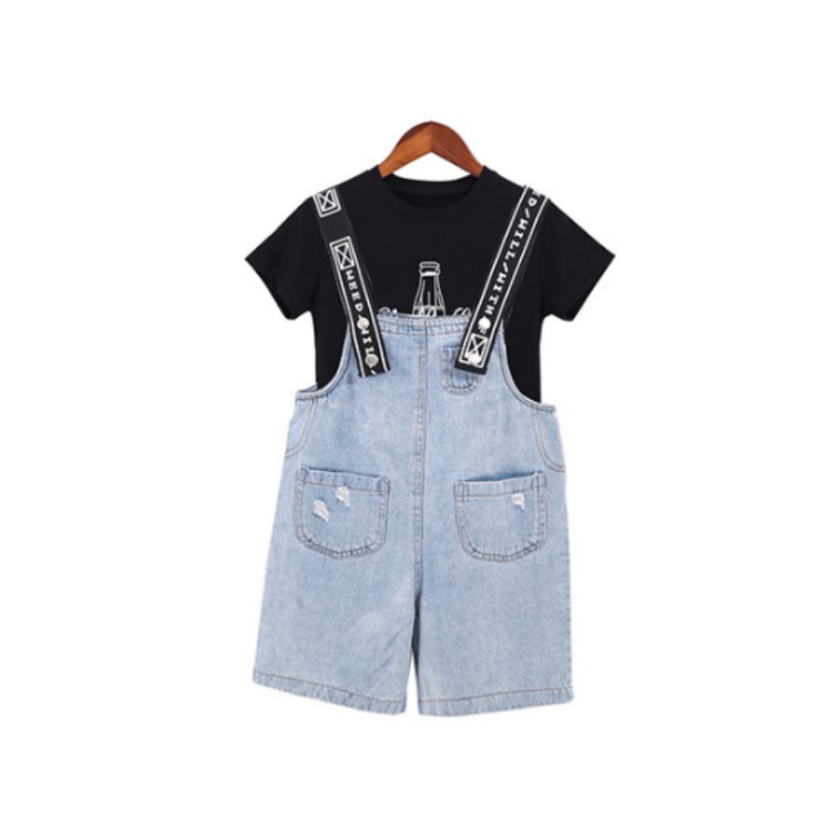 オーバーオール デニムセットアップ サロペットTシャツセット 女の子