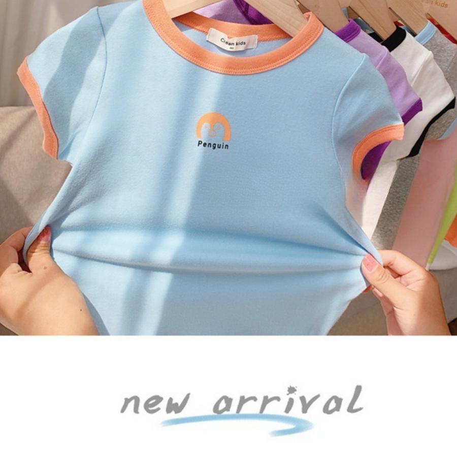 全8色 ツートンカラー コットン 半袖Tシャツ カットソー カジュアル 韓国子供服 女の子 男の子 キッズ ジュニア 90cm 100cm 110cm 120cm 130cm | ブランド登録なし | 12