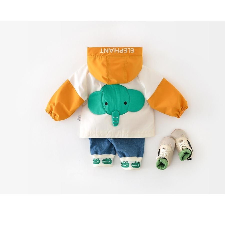 ぞうさん ウインドブレーカー マウンテンパーカー フード付き 長袖 ジャケット 羽織り ライトアウター 男の子 韓国子供服 73cm 80cm 90cm 100cm 110cm | ブランド登録なし | 03