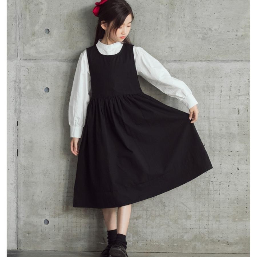 モノトーン ノースリーブワンピース Aライン ミディアム丈 重ね着 ブラック 女の子 ガールズ 韓国子供服 120cm 130cm 140cm 150cm 160cm |  | 05