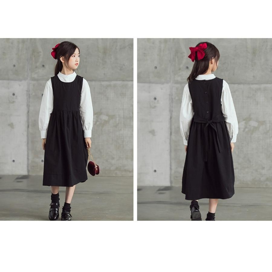 モノトーン ノースリーブワンピース Aライン ミディアム丈 重ね着 ブラック 女の子 ガールズ 韓国子供服 120cm 130cm 140cm 150cm 160cm |  | 06