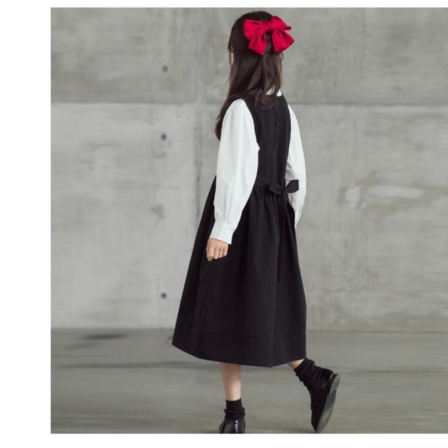 モノトーン ノースリーブワンピース Aライン ミディアム丈 重ね着 ブラック 女の子 ガールズ 韓国子供服 120cm 130cm 140cm 150cm 160cm |  | 07