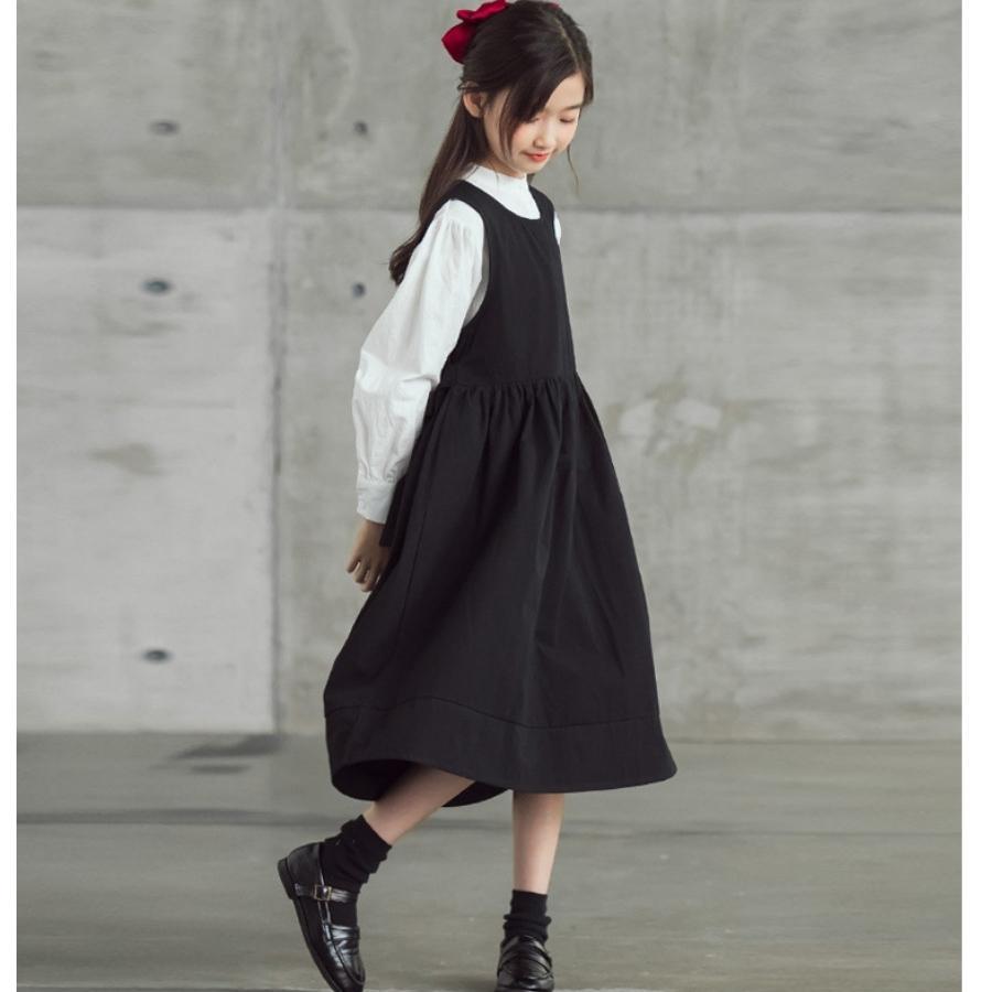モノトーン ノースリーブワンピース Aライン ミディアム丈 重ね着 ブラック 女の子 ガールズ 韓国子供服 120cm 130cm 140cm 150cm 160cm |  | 08