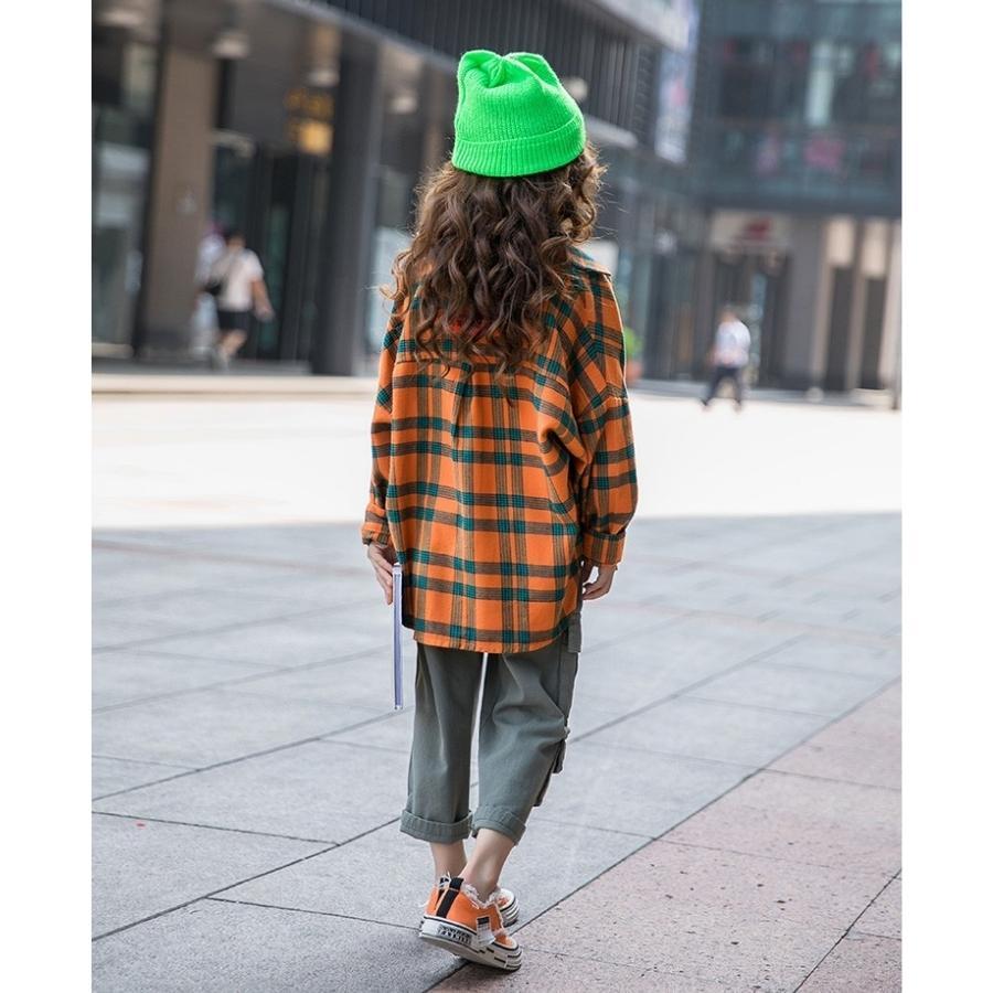 チェック柄 ボタンシャツ 襟付き オフショルダー ライトアウター