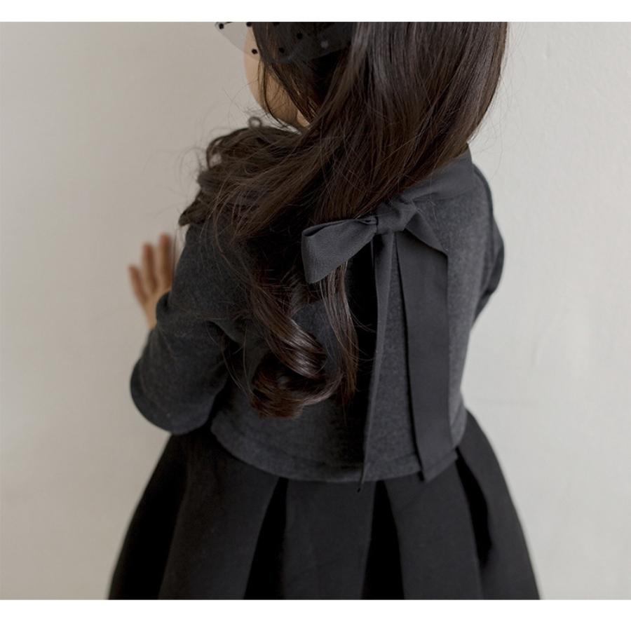 モノトーン ツートンカラー ビッグリボン ワンピース チュニック Aライン キッズ ジュニア 韓国子供服 女の子 ガールズ 100cm-160cm |  | 03