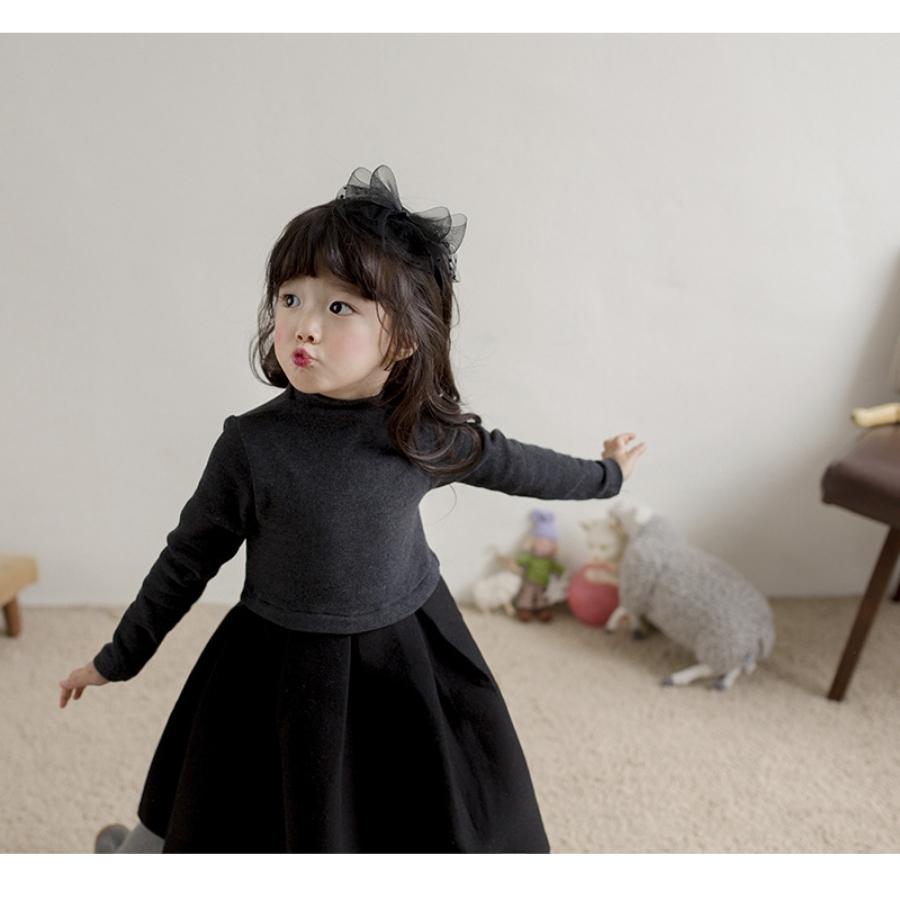 モノトーン ツートンカラー ビッグリボン ワンピース チュニック Aライン キッズ ジュニア 韓国子供服 女の子 ガールズ 100cm-160cm |  | 04