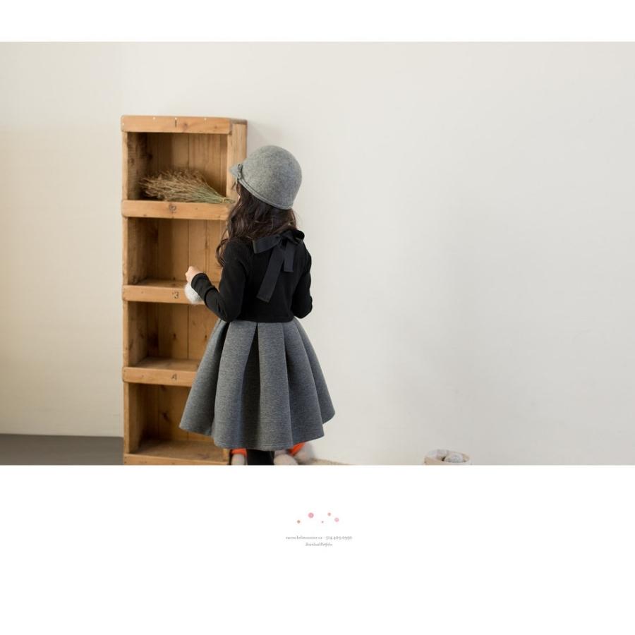 モノトーン ツートンカラー ビッグリボン ワンピース チュニック Aライン キッズ ジュニア 韓国子供服 女の子 ガールズ 100cm-160cm |  | 09