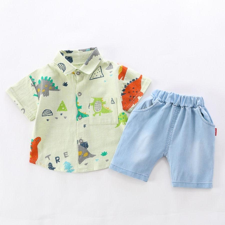 2点セット 半袖シャツ 襟付き セットアップ 上下セット デニム風パンツ 韓国子供服 男の子 ボーイズ キッズ ベビー服 80cm 90cm 100cm 110cm |  | 08