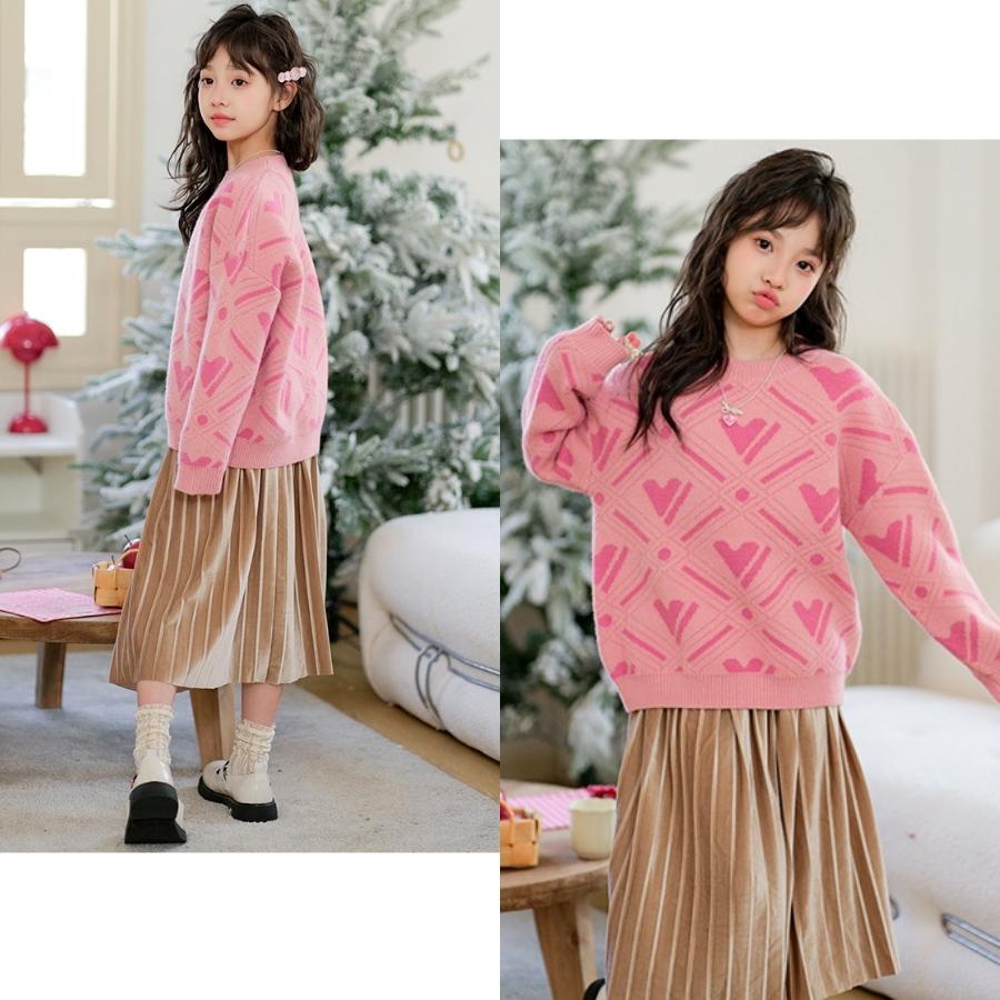 ハート柄 長袖セーター 女の子 キッズ ガールズ 韓国子供服 春秋冬 かわいい ゆったり おしゃれ 120cm 130cm 140cm 150cm 160cm 170cm |  | 04