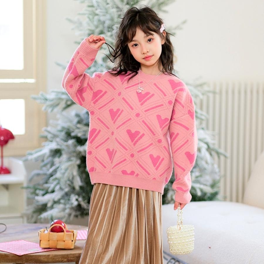 ハート柄 長袖セーター 女の子 キッズ ガールズ 韓国子供服 春秋冬 かわいい ゆったり おしゃれ 120cm 130cm 140cm 150cm 160cm 170cm |  | 05