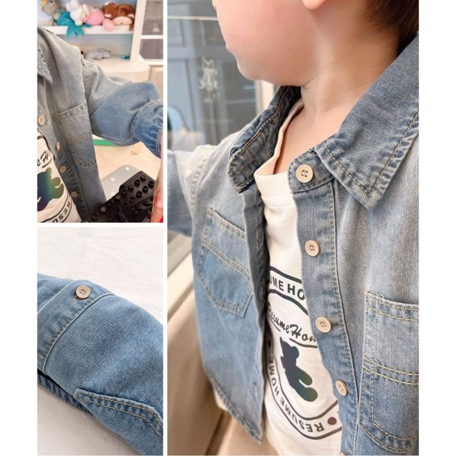 無地 長袖 デニム シャツ キッズ 女の子 男の子 おしゃれ トップス ボーイズ ガールズ 羽織り 韓国 子供服 90cm 100cm 110cm 120cm 130cm 140cm 150cm 160cm |  | 06