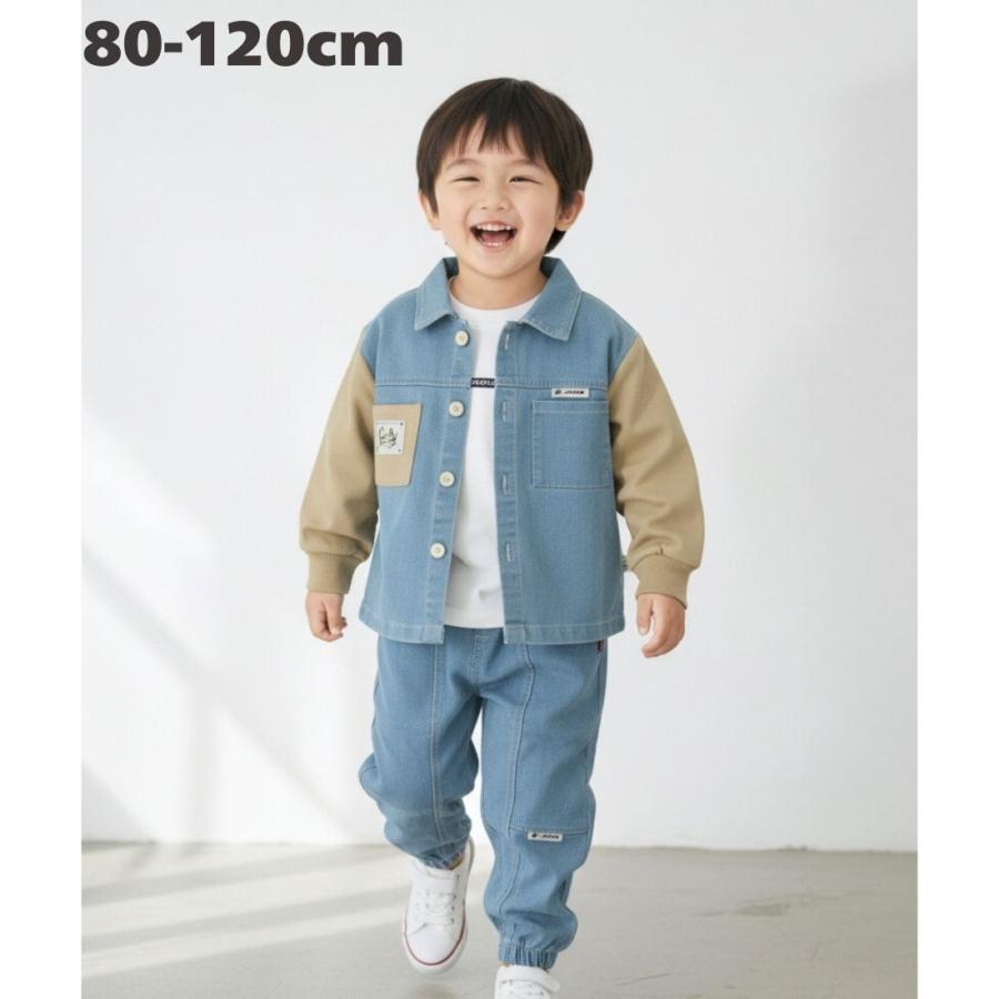 デニム 3点 セットアップ 襟付き 長袖シャツ ロンT デニムパンツ ジョガー 上下セット キッズ ベビー服 男の子 ボーイズ 春 秋 韓国子供服 | 