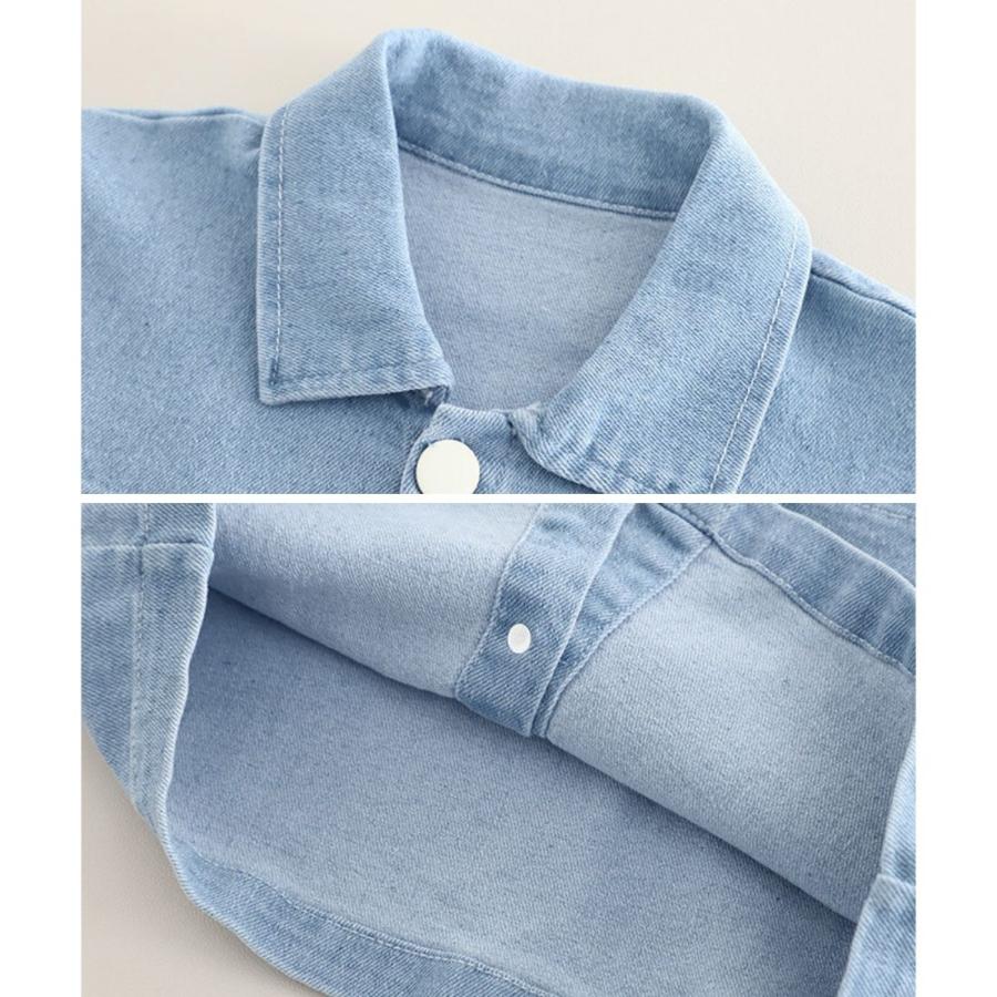 デニム 3点 セットアップ 襟付き 長袖シャツ ロンT デニムパンツ ジョガー 上下セット キッズ ベビー服 男の子 ボーイズ 春 秋 韓国子供服 |  | 04