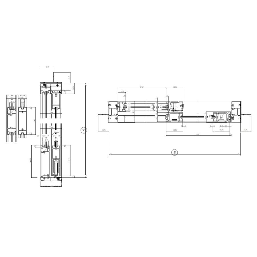 片引き戸（規格外）・70見込・下レールアルミ標準・中桟付/無し・彫り込み引手・内外錠/1800×2000 |  | 01