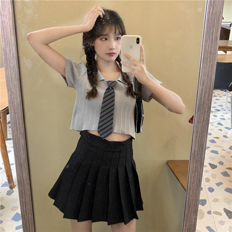 女子高生　脇 Tシャツ レディース 半袖 ゆったりニット ネクタイ付き 夏 汗しみ防止 汗 吸収 かわいい 涼しい 脇汗 カットソー フリーサイズ 体型カバー  10代 20代 : cd2020tjtx022 : イーリス - 通販 - Yahoo!ショッピング