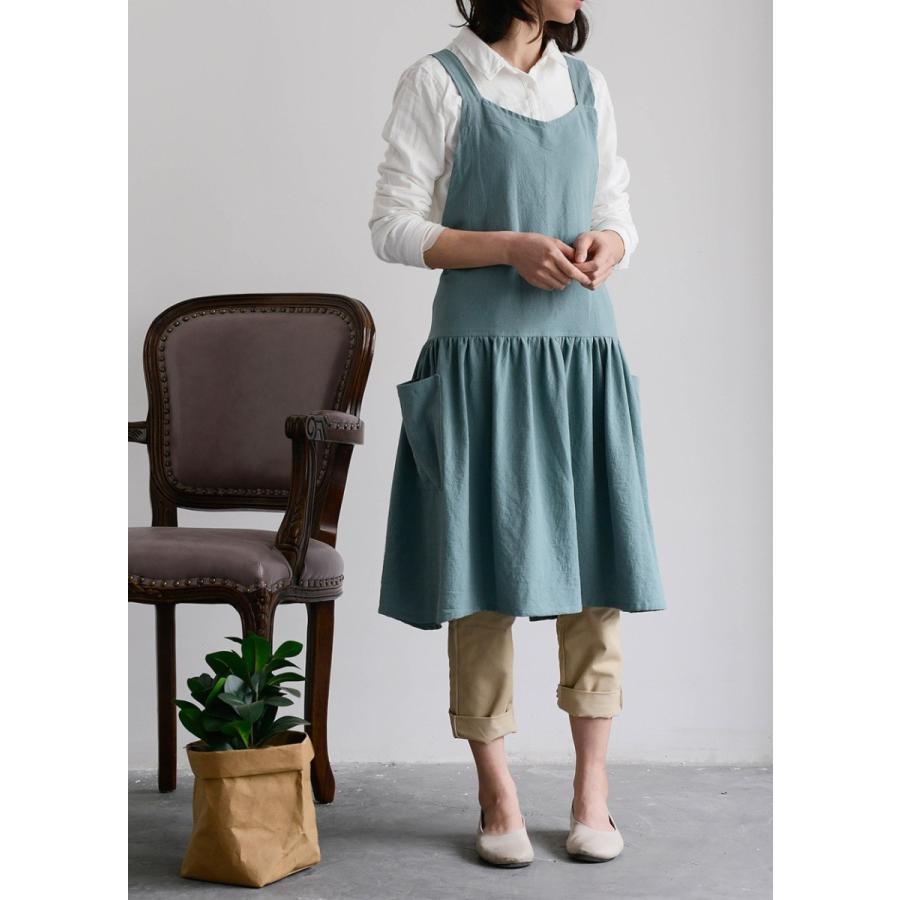 エプロン リネンエプロン女性 ロング丈 無地 ワンピースエプロン カフェ ユニフォーム 花屋 後ろ 綿 ポケット付き レディース シンプルエプロン おしゃれ 人気 Cdywq013 イーリス 通販 Yahoo ショッピング