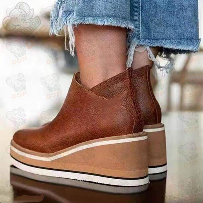 シューズ 厚底 レディース 靴 レトロ風 5色展開 厚底スニーカー ウェッジソール 厚底ブーティ 合皮 |  | 07