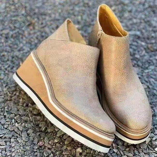 シューズ 厚底 レディース 靴 レトロ風 5色展開 厚底スニーカー ウェッジソール 厚底ブーティ 合皮 |  | 13