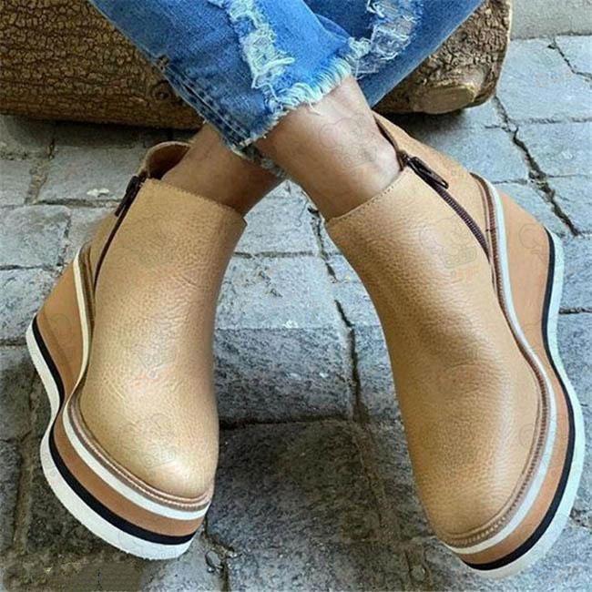 シューズ 厚底 レディース 靴 レトロ風 5色展開 厚底スニーカー ウェッジソール 厚底ブーティ 合皮 |  | 10