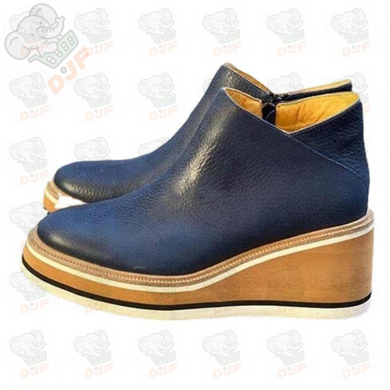 シューズ 厚底 レディース 靴 レトロ風 5色展開 厚底スニーカー ウェッジソール 厚底ブーティ 合皮 |  | 02