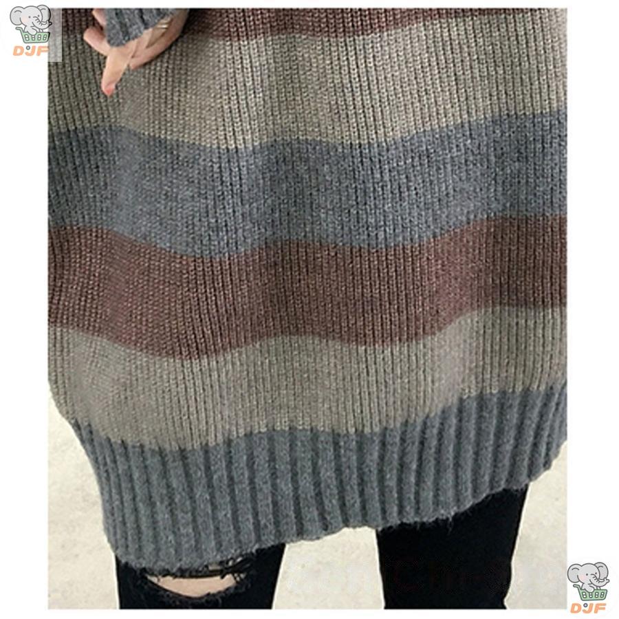 【人気商品】チュニック セーター ス プルオーバー レディース ロング丈 ニット 長袖 プチハイネック カジュアル ボーダー柄 無地 着痩せ シンプル ゆったり |  | 18