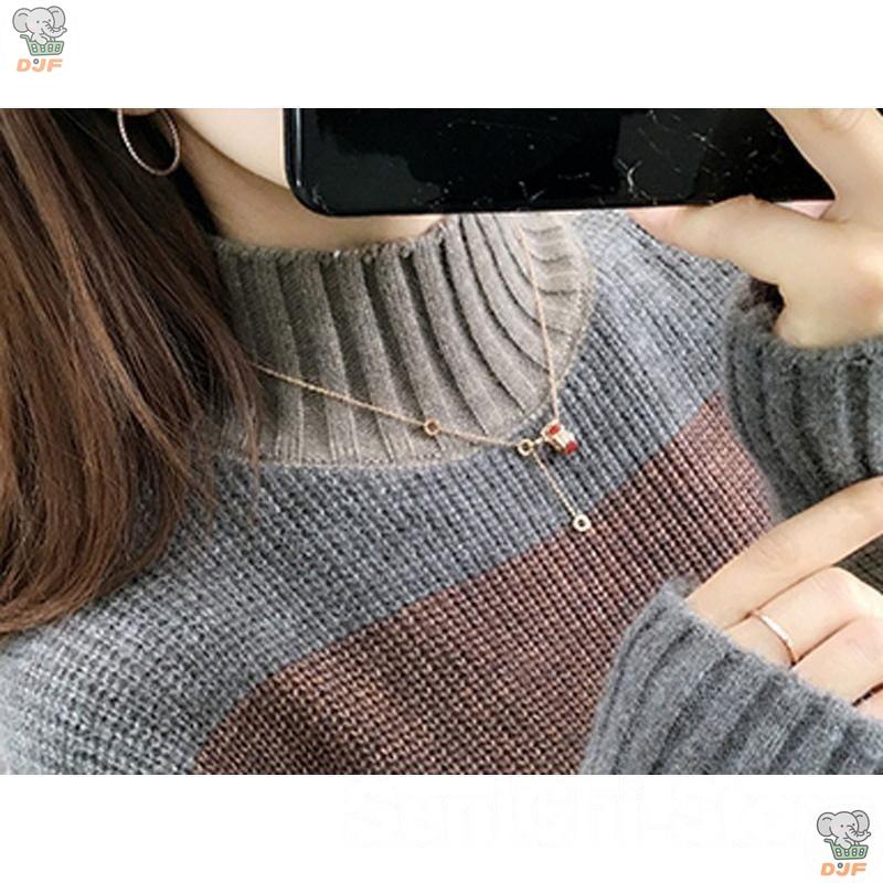 【人気商品】チュニック セーター ス プルオーバー レディース ロング丈 ニット 長袖 プチハイネック カジュアル ボーダー柄 無地 着痩せ シンプル ゆったり |  | 19