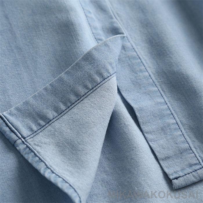 デニムシャツ 半袖 レディース デニム シャツ 夏 薄手 シャツ ブラウス 半袖 トップス ゆったり 羽織り 重ね着 無地 ギャザー 着回し 春夏 カジュアル |  | 10