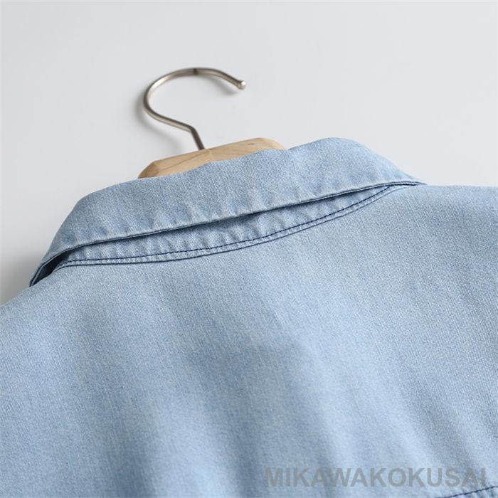 デニムシャツ 半袖 レディース デニム シャツ 夏 薄手 シャツ ブラウス 半袖 トップス ゆったり 羽織り 重ね着 無地 ギャザー 着回し 春夏 カジュアル |  | 11