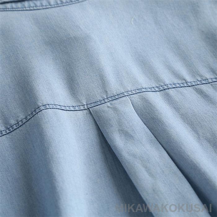 デニムシャツ 半袖 レディース デニム シャツ 夏 薄手 シャツ ブラウス 半袖 トップス ゆったり 羽織り 重ね着 無地 ギャザー 着回し 春夏 カジュアル |  | 12