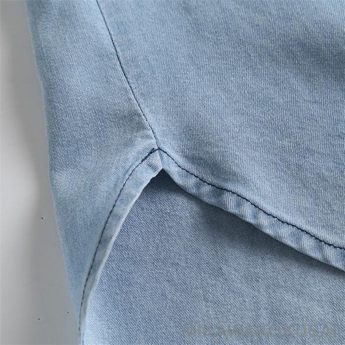 デニムシャツ 半袖 レディース デニム シャツ 夏 薄手 シャツ ブラウス 半袖 トップス ゆったり 羽織り 重ね着 無地 ギャザー 着回し 春夏 カジュアル |  | 09