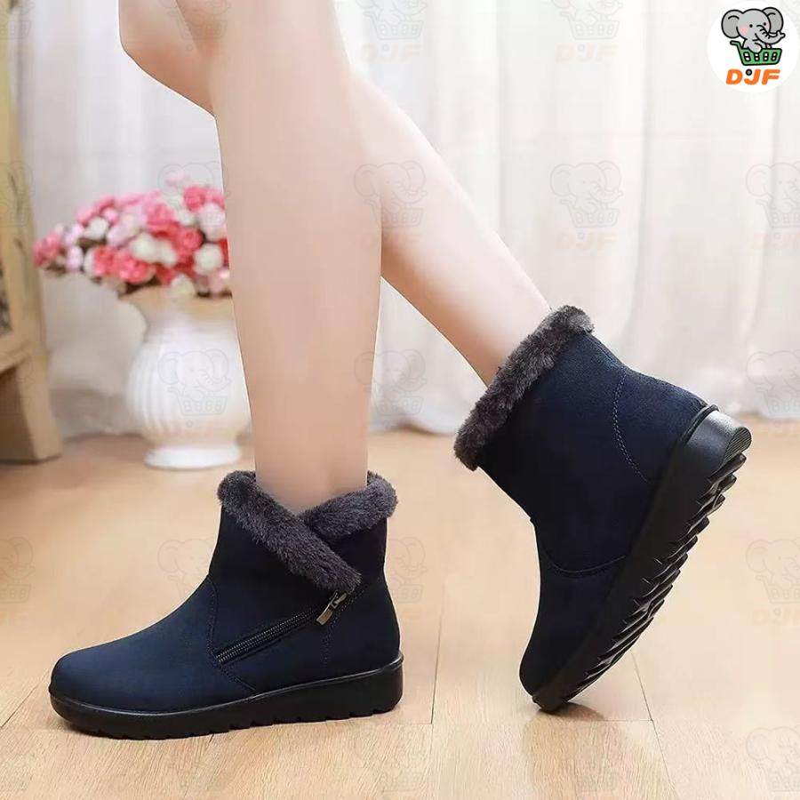 スノーブーツ ショート ミニ ショートブーツ レディース ボア スエード 黒 中高年の綿靴 裏起毛 防水 防滑 撥水 防寒 雪 靴 滑らない スノーシューズ きやすい | 