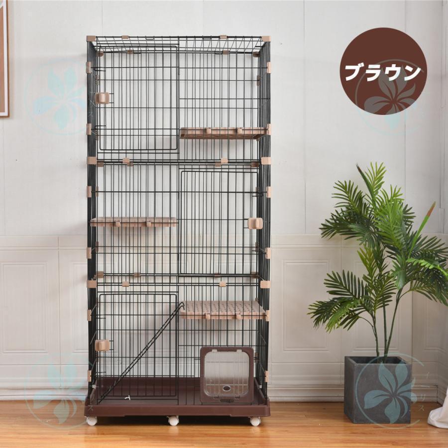 猫 ケージ 3段 大型 自由組替え キャットケージ 高さ174cm 猫ドア付き 脱走防止 多頭飼い 棚板付き 高級 収納型 キャスター付 キャットハウス |  | 01