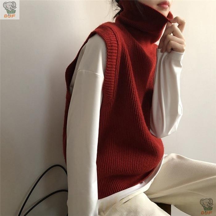 【人気商品】ニット レディース ニット ハイネック 無地 プルオーバー 秋 冬 セーター ニットセーター ノースリーブ 袖なし ス タートルネック | 