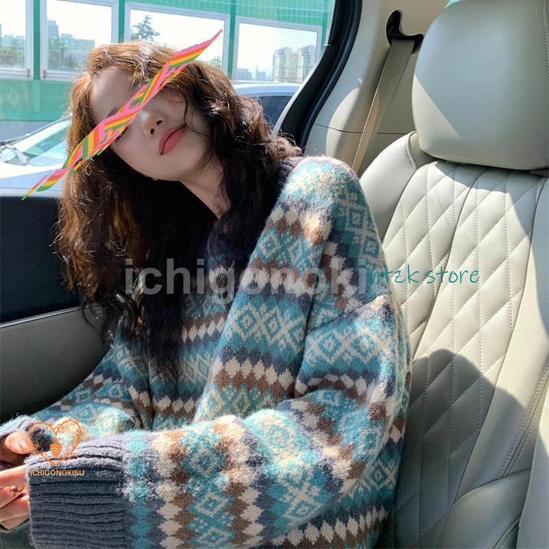 ニットセーター レディース 秋冬 40代 トップス 長袖 丸首セーター 民族風 ニットトップス ゆったり セーター 学院風 オシャレ 着痩せ 2色 |  | 05