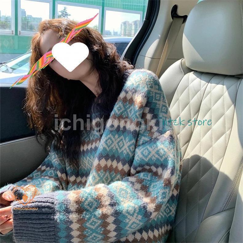 ニットセーター レディース 秋冬 40代 トップス 長袖 丸首セーター 民族風 ニットトップス ゆったり セーター 学院風 オシャレ 着痩せ 2色 |  | 07