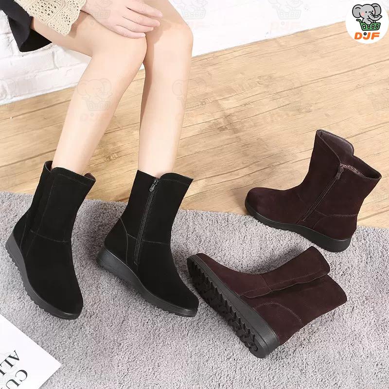 スノーブーツ レディース 滑らない 黒 大人 裏起毛 ミドル丈 裏ボア 防寒 防滑 ムートンブーツ 旅行 スノーシューズ 冬 彼女 ファー付き 走れる 痛くない |  | 13