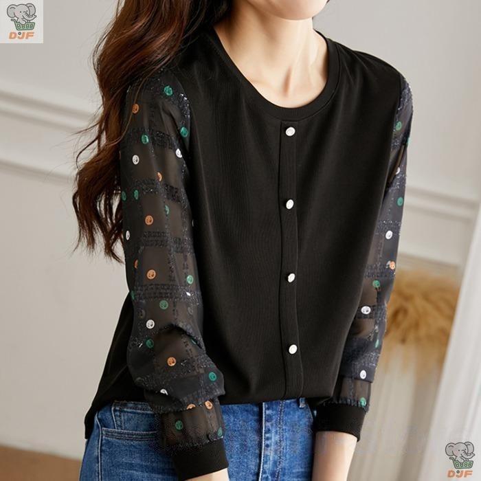 【人気商品】ブラウス ニットス 切り替え カーディガン 秋 レディース 長袖 インナー ニット ブラウス チュニック ス | 